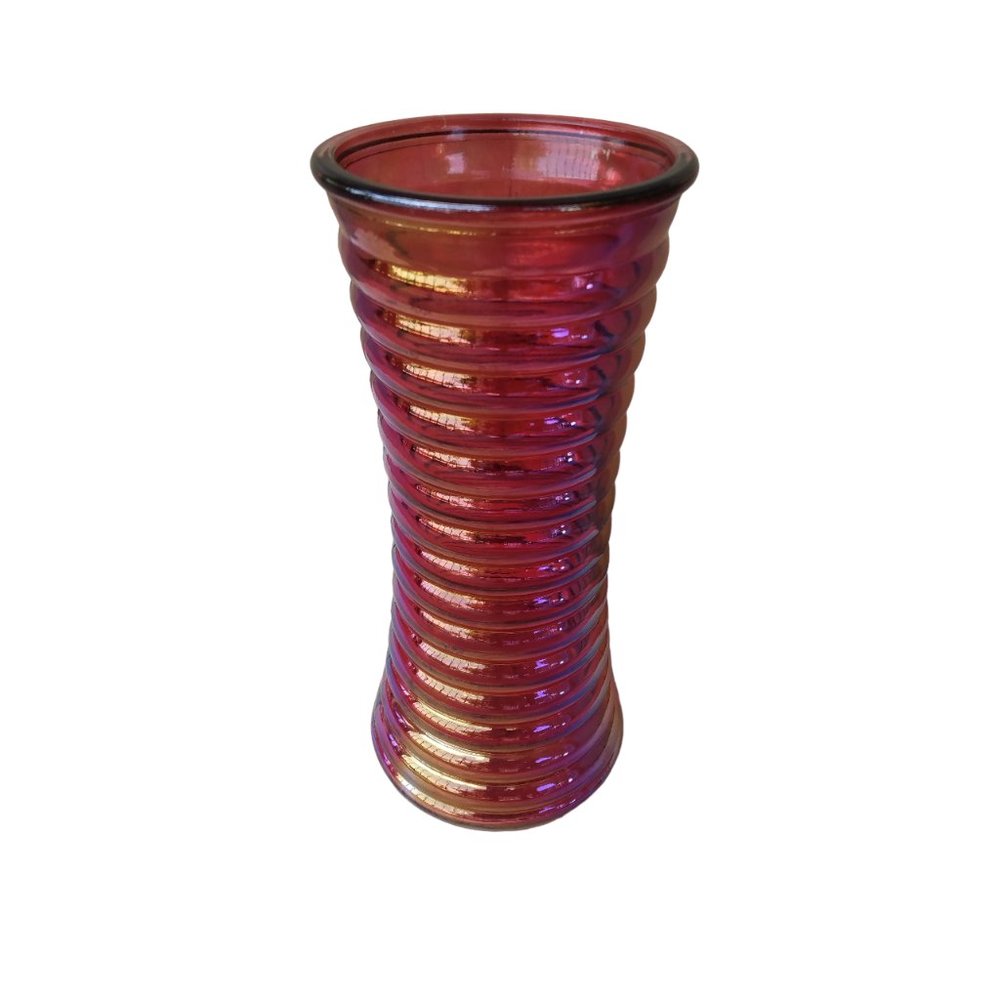 burton+ BURTON Pink Iridescent Ribbed Hourglass Decorative Vase - Picture 4 of 8